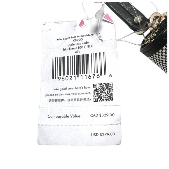 Kate Spade Womens Black Red Apple Embroidered Large Continental Wallet New - Picture 5 of 12
